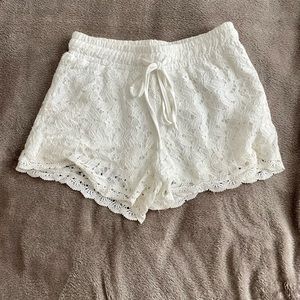 White lace shorts